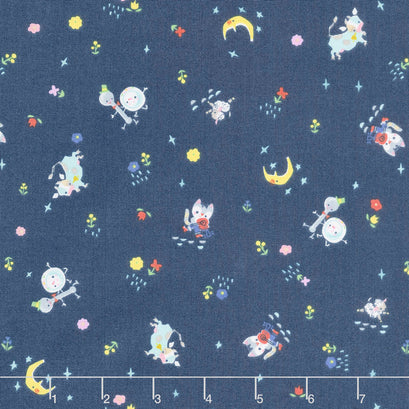 Once Upon a Rhyme - Diddle Blue Yardage