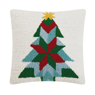 Patchwork Tree Wool Hook Pillow