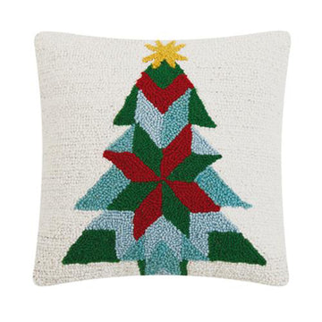 Patchwork Tree Wool Hook Pillow