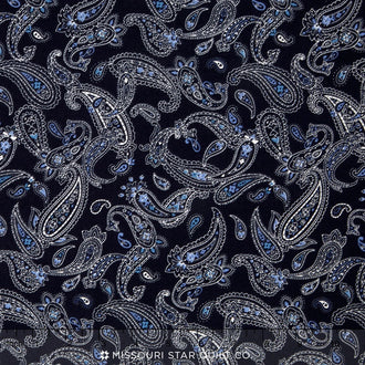 Sevenberry - Bandana Packed Paisley Navy Yardage