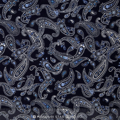 Sevenberry - Bandana Packed Paisley Navy Yardage