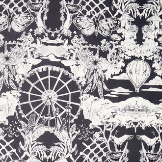 Black and White Collection 2 - Carousel Kaleidoscope Charcoal Yardage