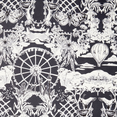 Black and White Collection 2 - Carousel Kaleidoscope Charcoal Yardage