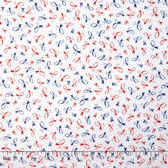 Ribbons of Hope - Ribbons Red/Blue Yardage