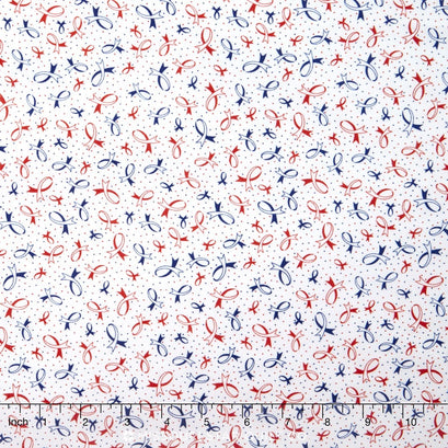 Ribbons of Hope - Ribbons Red/Blue Yardage
