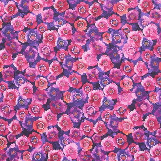 Dragonfly Dance - Small Floral Purple Pink Yardage
