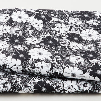 Black Tie - Floral Black/White 108" Wide 3 Yard Cut