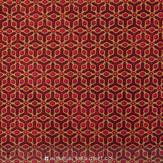 Imperial Collection - Crimson Star Medallion Red Metallic Yardage