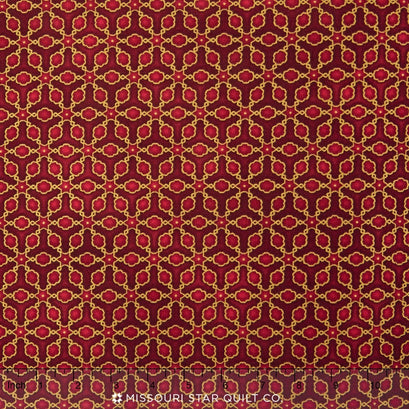 Imperial Collection - Crimson Star Medallion Red Metallic Yardage