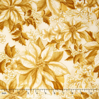 Holiday Flourish - Poinsettia Antique Metallic Yardage