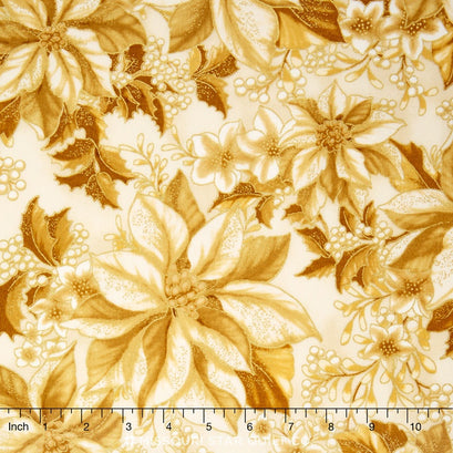 Holiday Flourish - Poinsettia Antique Metallic Yardage