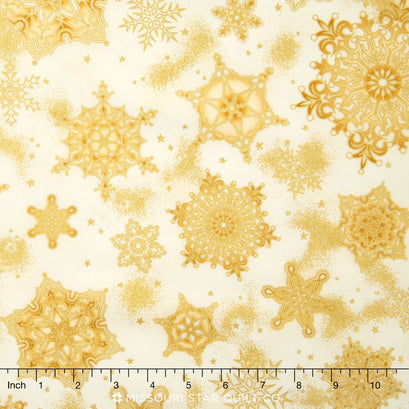 Holiday Flourish - Snowflakes Ivory Metallic Yardage