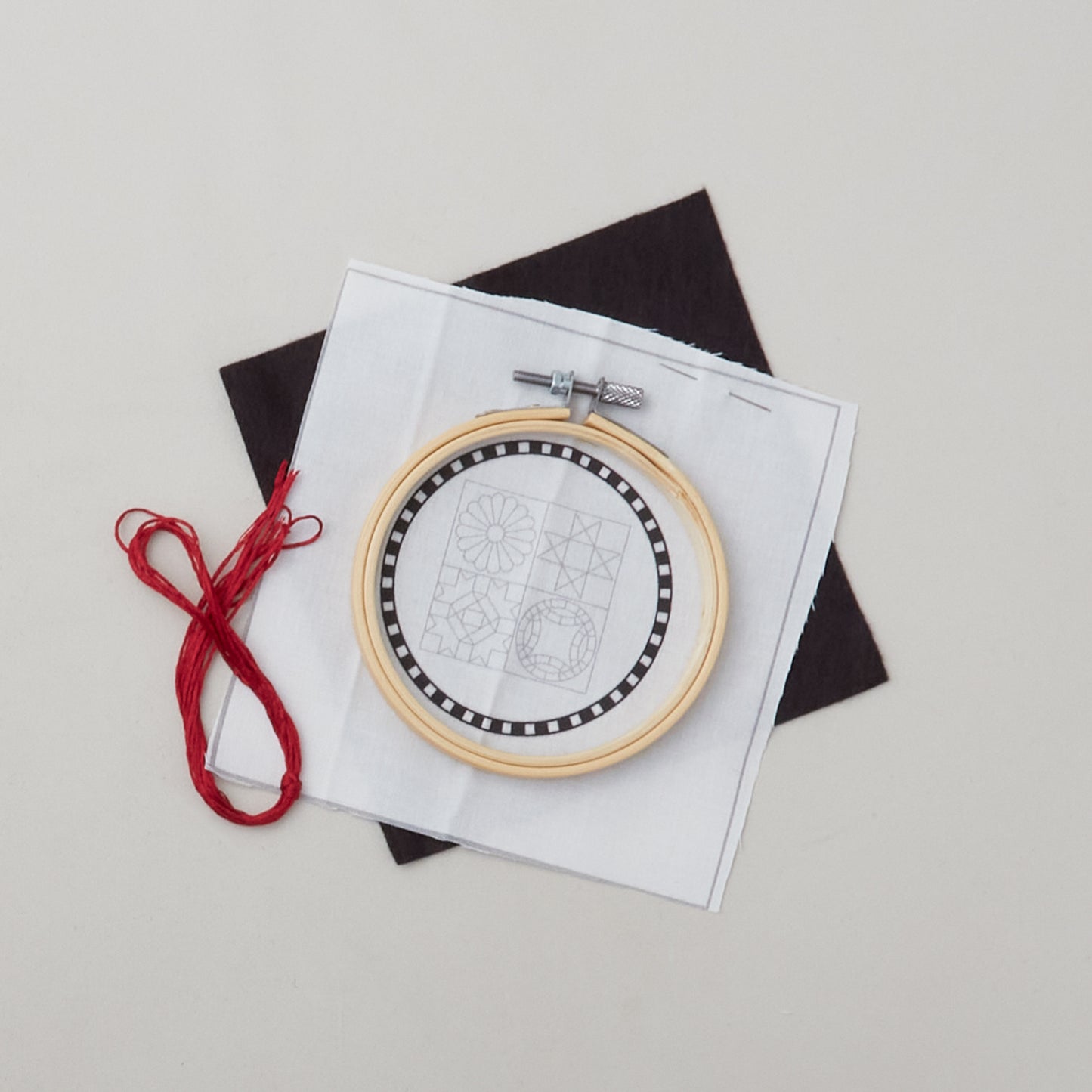 Four-Patch Sampler Hoop Embroidery Kit Alternative View #1