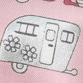 On the Road - Floral Campers Pink Metallic Yardage