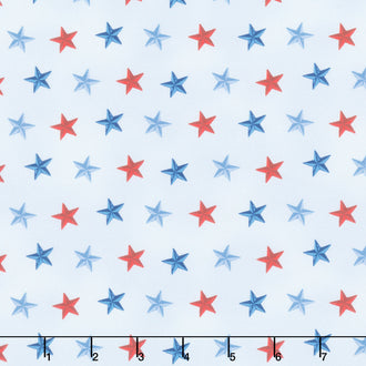 Faith, Family, Freedom - Stars of Freedom Light Blue Yardage