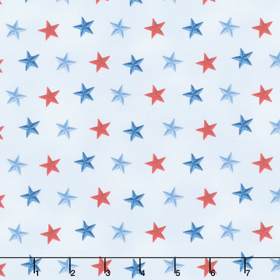 Faith, Family, Freedom - Stars of Freedom Light Blue Yardage