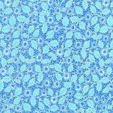 Luminous - Small Floral With Leaves Blue Metallic Yardage Primary Image