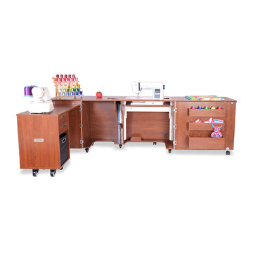 Aussie II Sewing Cabinet (Teak) with Kiwi Cabinet (Teak)