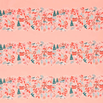 Christmas In The Cabin - Christmas Gatherings Pink Yardage