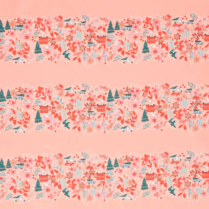 Christmas In The Cabin - Christmas Gatherings Pink Yardage