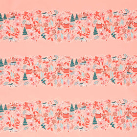 Christmas In The Cabin - Christmas Gatherings Pink Yardage Primary Image