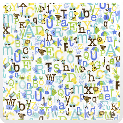 Snips and Snails - Snips Alphabet White Yardage