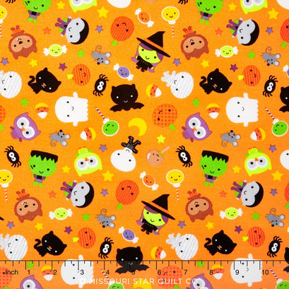 Ghouls and Goodies - Ghouls Main Orange Glow in the Dark Yardage