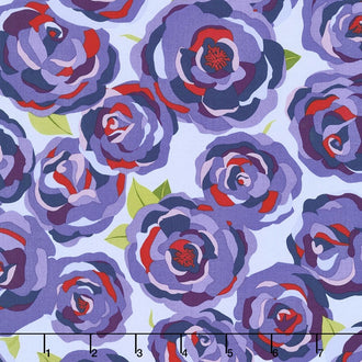 Coming Up Roses - Roses Main Blue Yardage