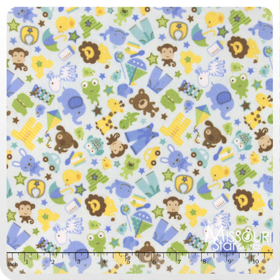 Snips and Snails Flannel - Snips Main Blue Flannel Yardage