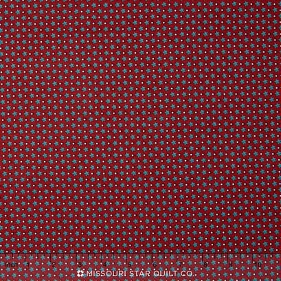 Americana II - Stars and Dots Red Yardage