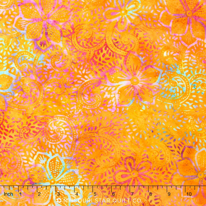 Tonga Batiks - Tahiti Floating Floral Sunset Yardage