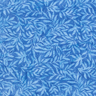 Tonga Batiks - Bluebell Soothing Leaves Cobalt Yardage