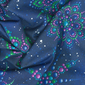 On Dragonfly Wings - Beaded Medallion Dark Blue Yardage Alternative View #1