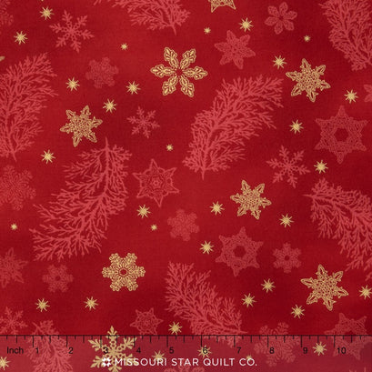 Holiday Flourish 9 - Traditional Colorstory Snowflakes Crimson Metallic Yardage