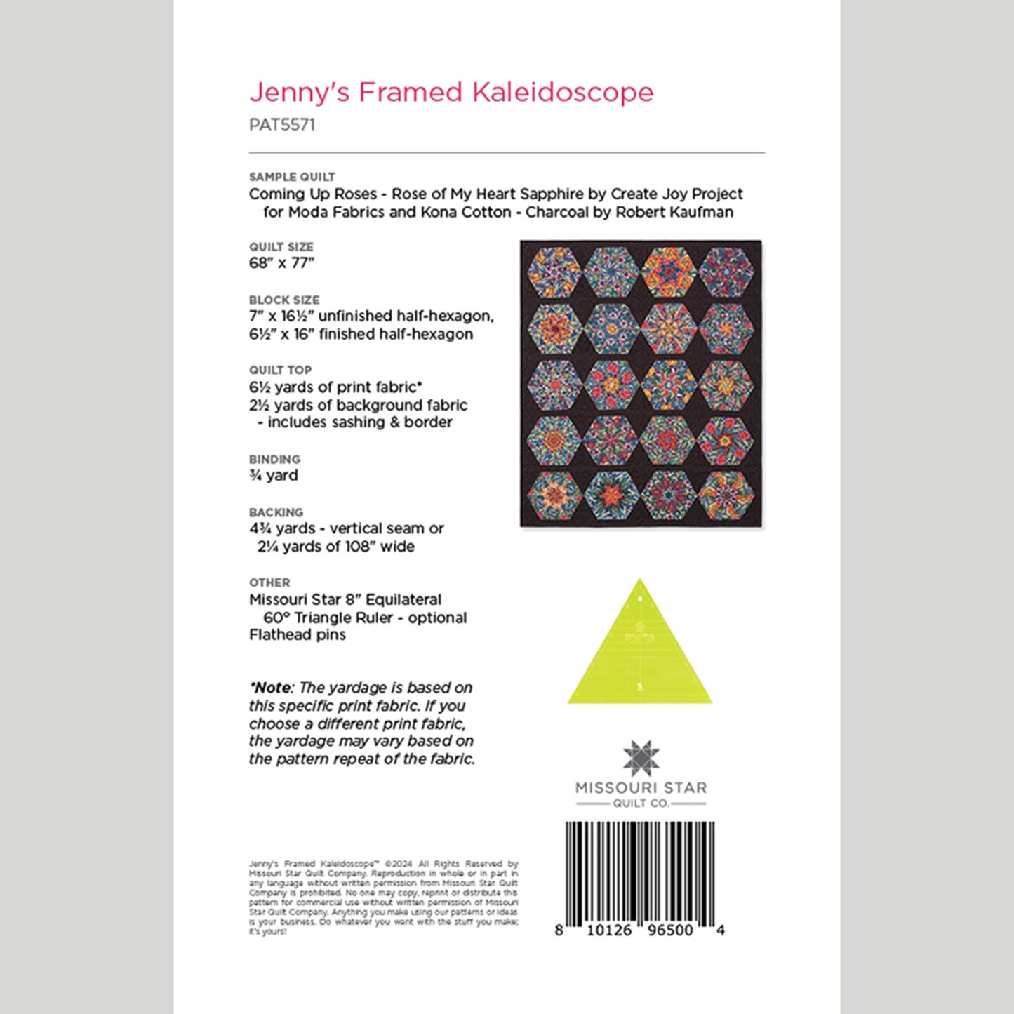 Jenny's Framed Kaleidoscope Quilt Pattern by Missouri Star Alternative View #1