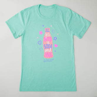 Missouri Star All You Need is Soda and Fabric T-shirt Heather Mint - S