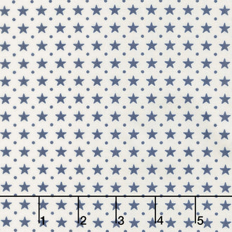 Star & Stripe Gatherings - Border Stars Ivory Blue Yardage