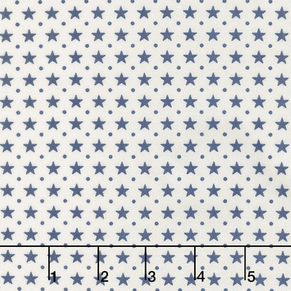 Star & Stripe Gatherings - Border Stars Ivory Blue Yardage
