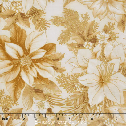 Holiday Flourish - Antique Poinsettia Bouquet Metallic Yardage