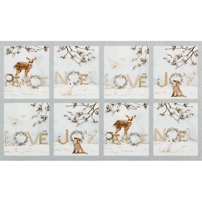 Winter White 3 - Ice Words Animals Ice Metallic Panel