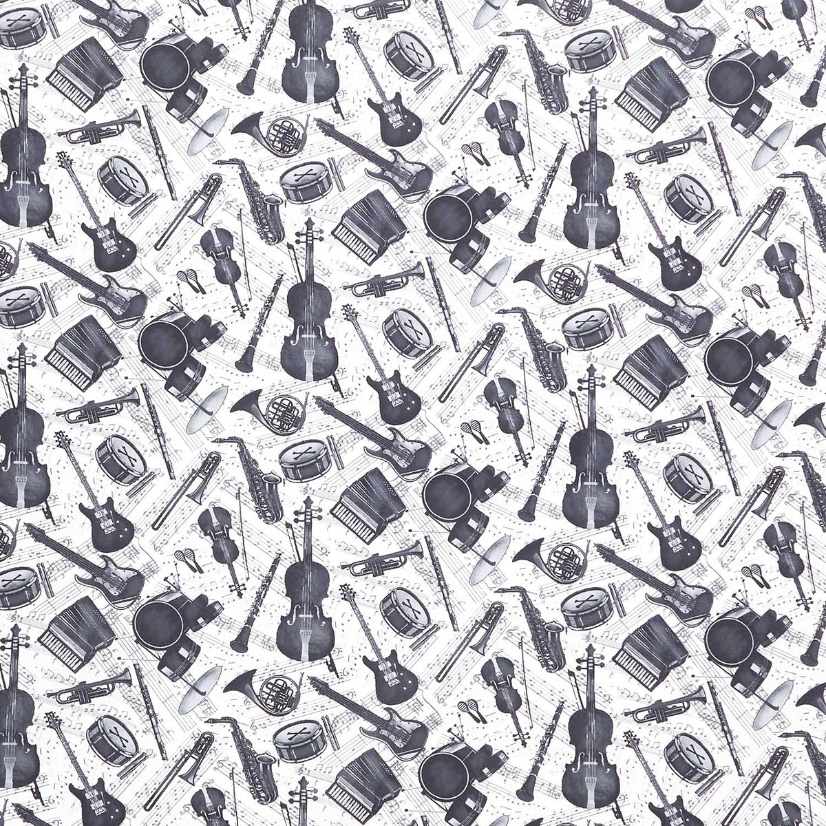 Sonata - Grey Instruments & Notes Cream Yardage Primary Image
