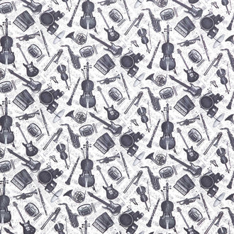 Sonata - Grey Instruments & Notes Cream Yardage
