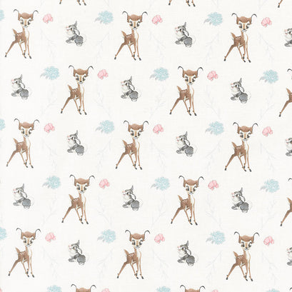 Disney Bambi Nursery Happy Together - Bambi Thumper Cross White Yardage