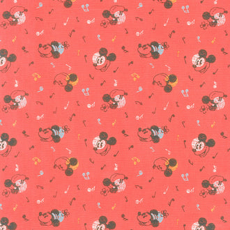 Disney Mickey and Minnie - Mickey Vintage Mouse Music Red Yardage