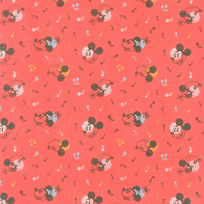 Disney Mickey and Minnie - Mickey Vintage Mouse Music Red Yardage