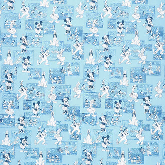Disney Mickey and Minnie - Sensational 6 Comic Strip Light Blue Yardage
