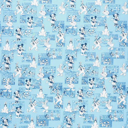 Disney Mickey and Minnie - Sensational 6 Comic Strip Light Blue Yardage