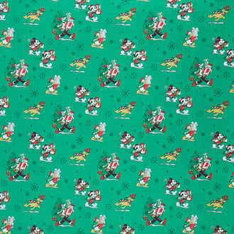 Disney Mickey Mouse - Mickey and Friends Christmas Day Green Yardage