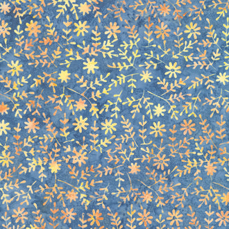 Twilight Batiks - Sprig With Small Daisy Cornflower Yardage