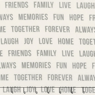 Urban Cottage - Words to Live By Ivory Gray 108" Wide Backing